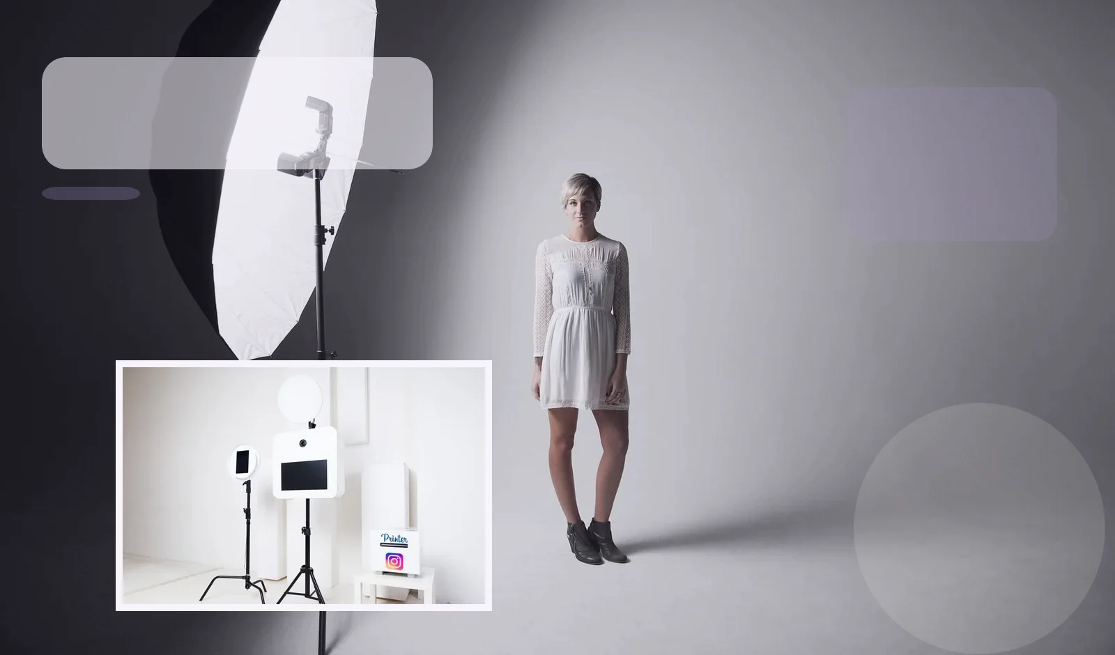 Umbrella lighting setup used for advanced event photography