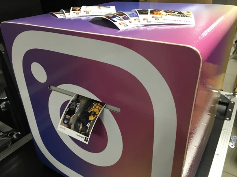 Branded printer cube prepared for event output